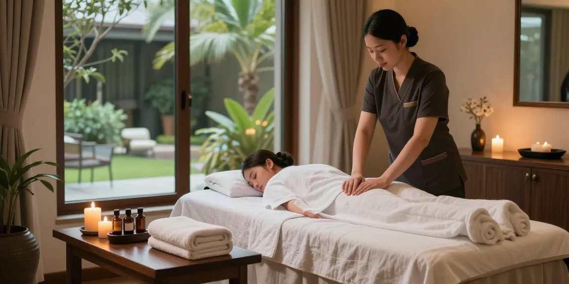 Swedish massage setup with serene atmosphere, essential oils, and calming decor.