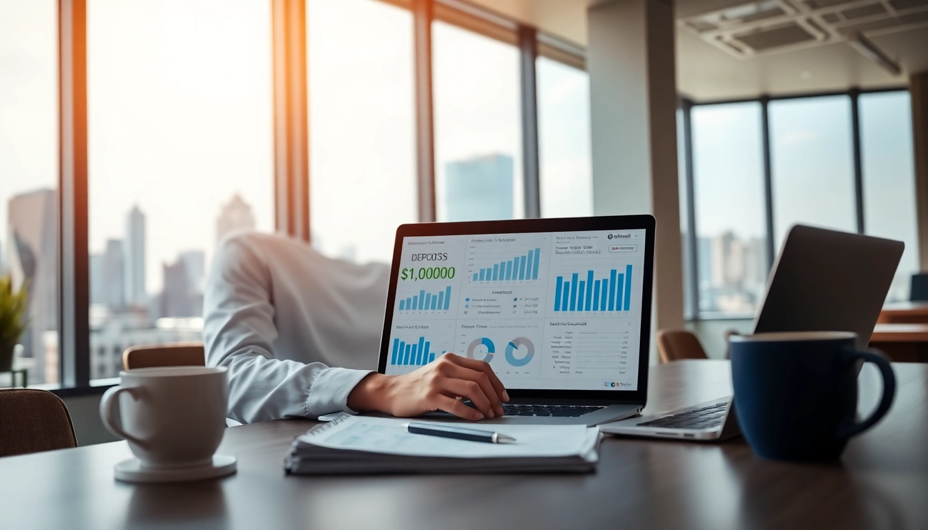 Menyoroti deposit 1k dalam dokumen keuangan sambil menganalisis grafik di meja profesional.
