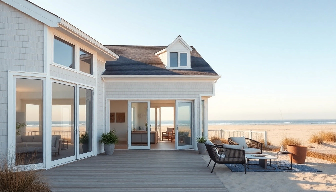 Beautiful cape cod home addition with coastal views and modern design highlighting its inviting entrance.