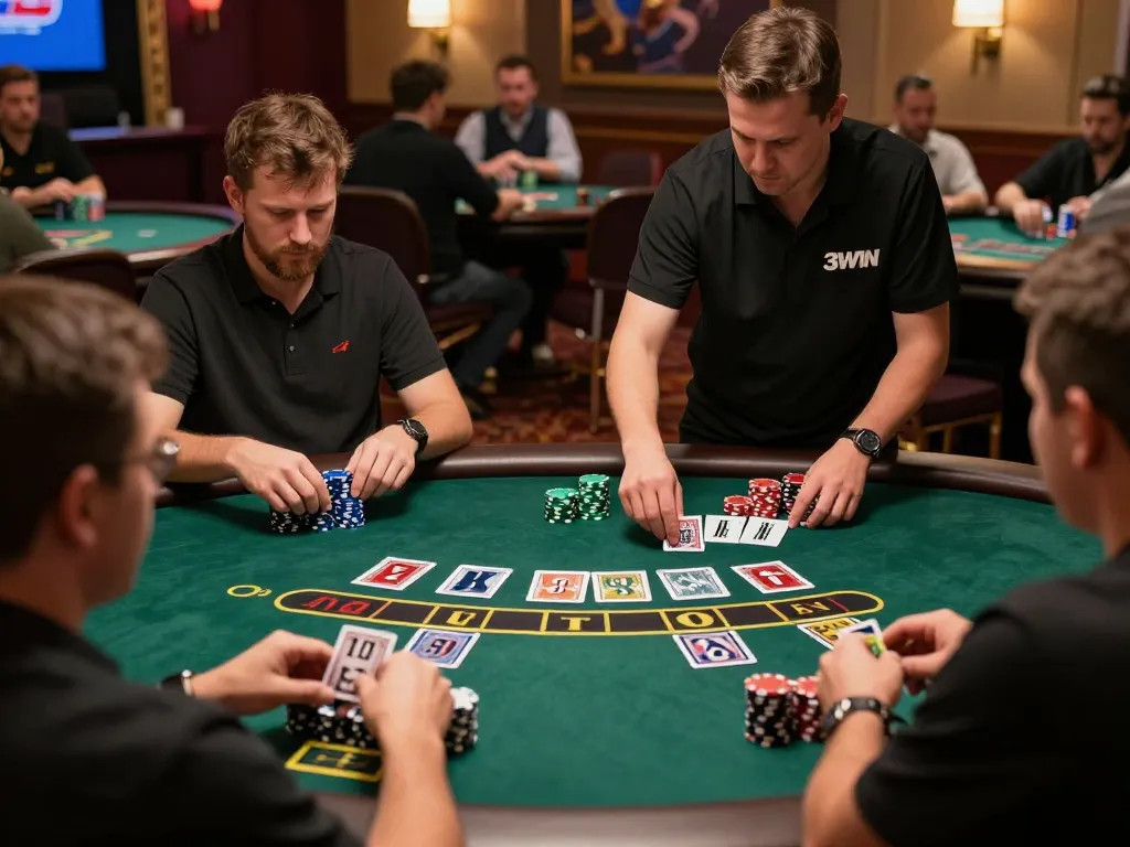 Players strategically placing bets at the live blackjack table on 3win.