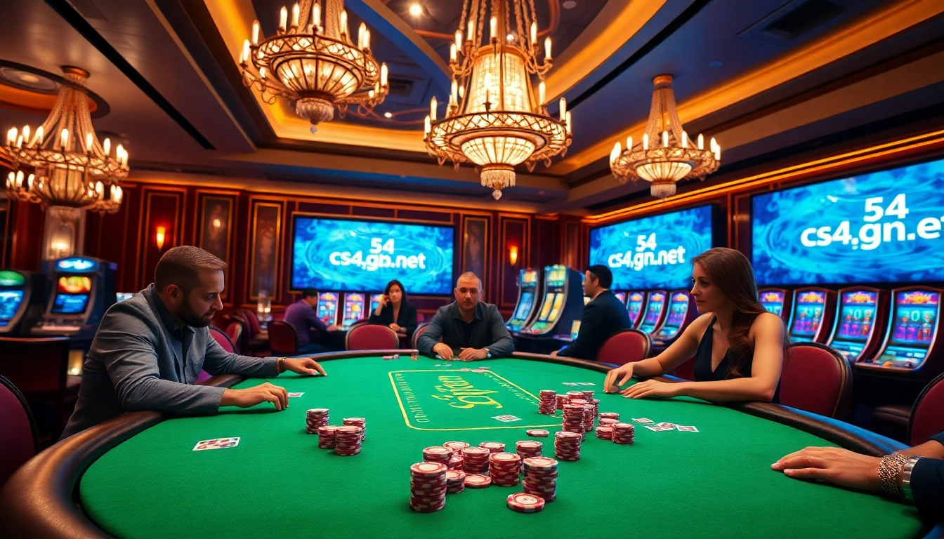 Experience thrilling gameplay at c54.gb.net with high-stakes poker chips and excited players.
