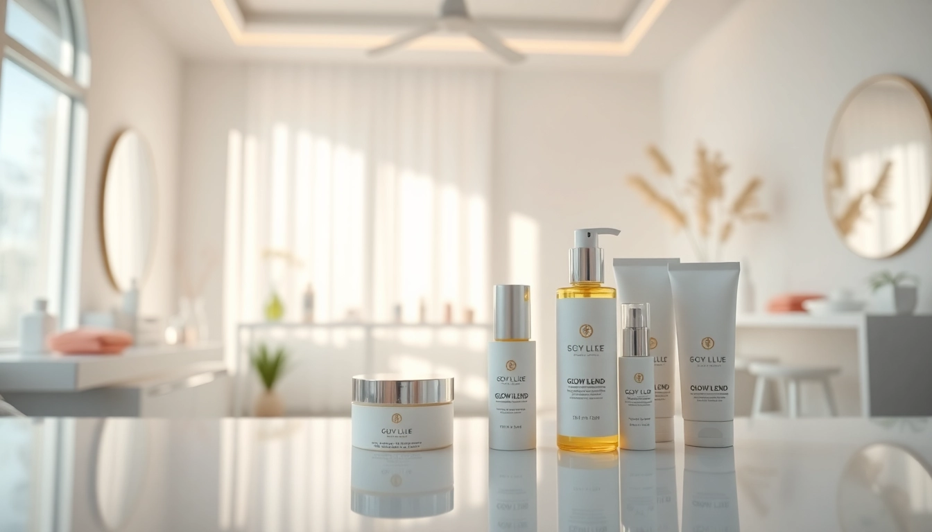 Apply Glow Blend illuminating cream in a stylish beauty studio setup.