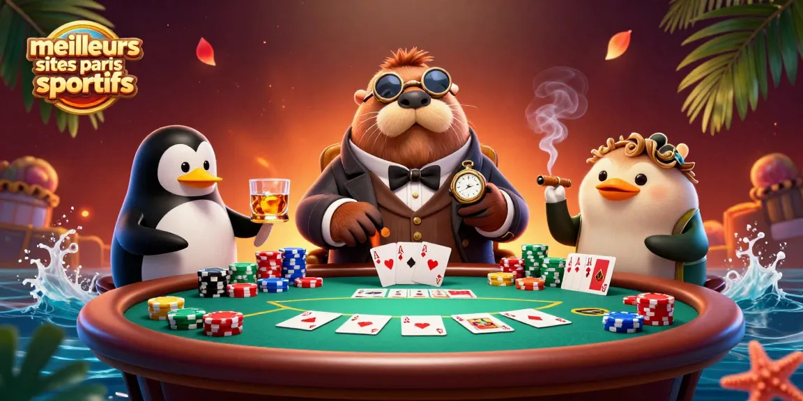 Pariez sur les meilleurs sites de paris sportifs avec un phoque-joueur à une table de poker sous-marine.