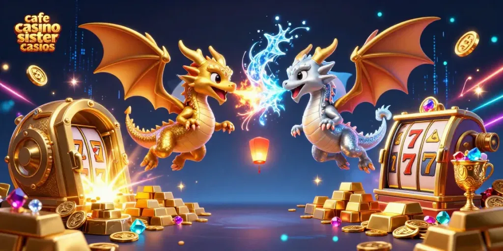 Exciting gameplay at cafe casino sister casinos with dragons and gold treasures.