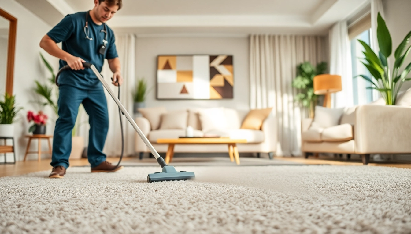 Experience carpet cleaning specials with a professional technician using advanced equipment in a modern home.