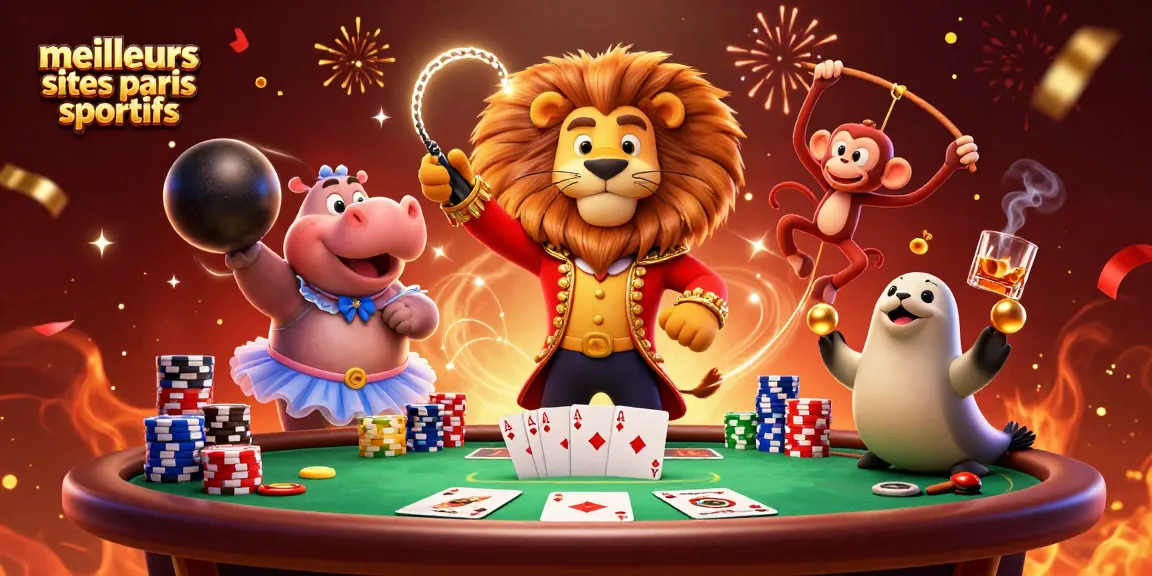Vivez l'excitation des meilleurs sites paris sportifs avec un lion maître de cérémonie et ses amis dans un monde de jeux.