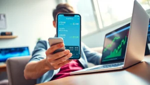 Engaging mobile user exploring the cloud mining app for Bitcoin earnings.
