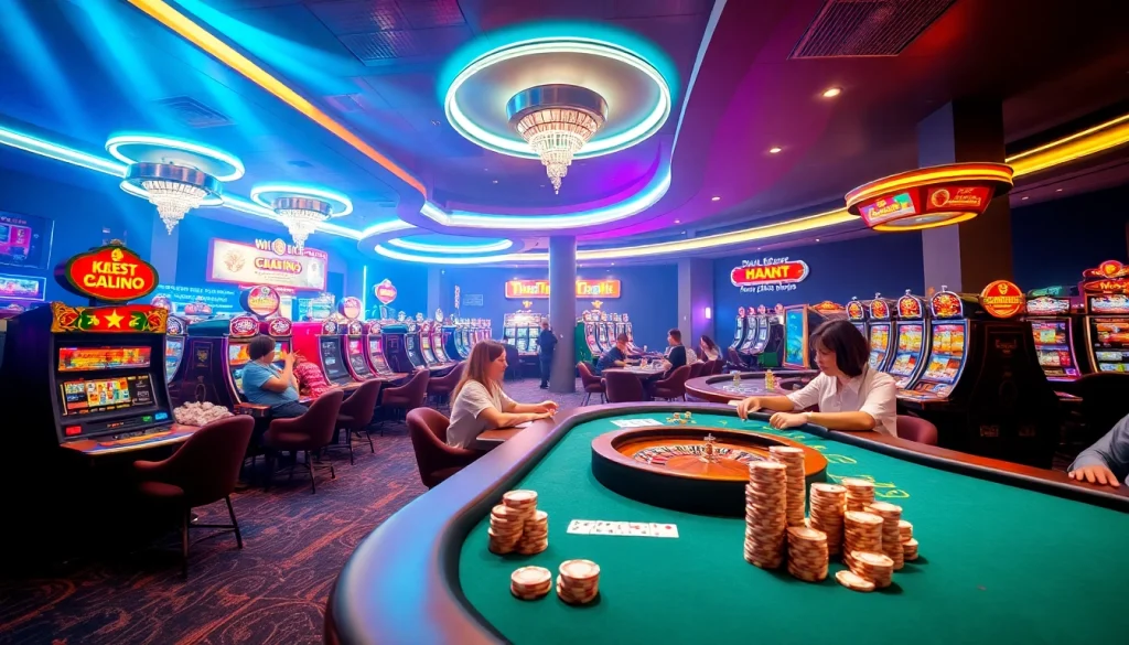 KJC AC 3 immersive casino experience with thrilling tables, dice, and slot machines.