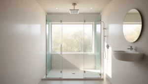 Installez des douches élégantes et modernes dans un espace de salle de bains sunny showers france.