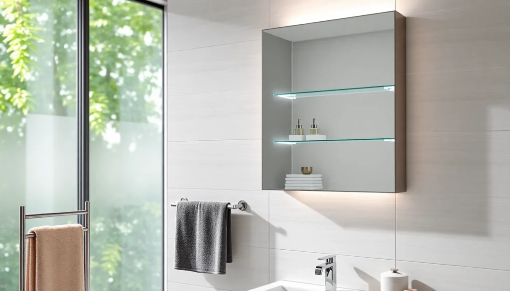 Der sonni Spiegelschrank mit modernem Design und LED-Beleuchtung im Badezimmer.