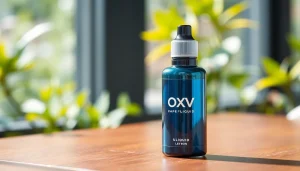 Oxva Liquid in an elegant bottle, showcasing freshness and quality