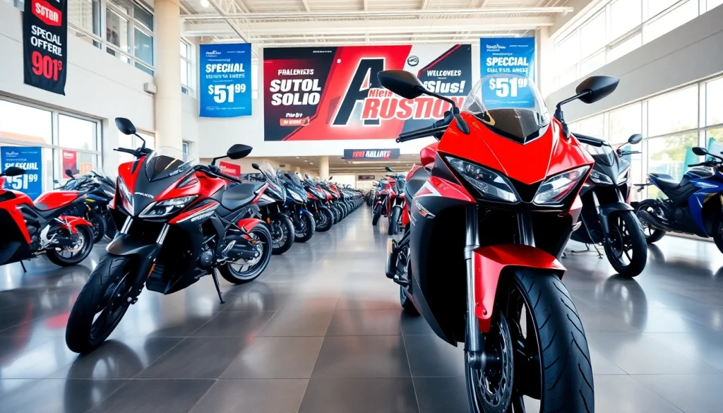 Verkauf von Motorrädern gebraucht in einem einladenden Showroom mit modernen Modellen.