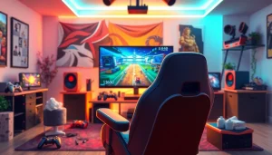 오징어tv를 통한 활기찬 게임 환경에서 게임 세트를 즐기는 모습.