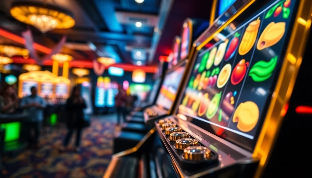 Menangkan slot online dengan mesin slot yang berkilau dan suasana kasino yang ramai.