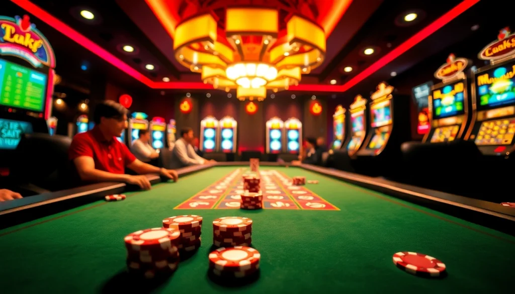 Memenangkan pakde4d slot di meja poker dengan suasana gaming yang energik dan berwarna mencolok.