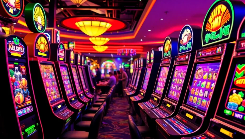 Menangkan dalam permainan slot bet 50 perak dengan mesin slot beraneka ragam di kasino yang ramai.