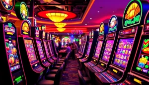 Menangkan dalam permainan slot bet 50 perak dengan mesin slot beraneka ragam di kasino yang ramai.