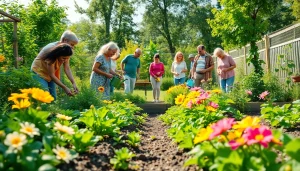 The ultimate gardening benefits depicted through joyful interactions in a vibrant community garden, showcasing growth and health.