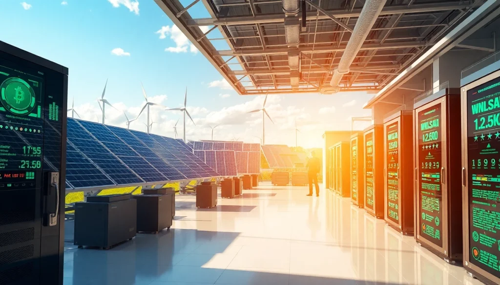 Free cloud mining facility showcasing renewable energy and advanced technology.
