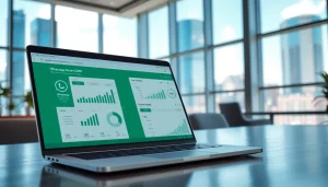 Showcase of WhatsApp Smart CRM interface in a modern office environment emphasizing productivity.