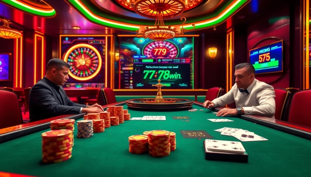 Winning strategies at https://78win.school/ showcased on a vibrant poker table with chips and cards.