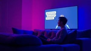 Immersive virtual interaction showcasing a user chatting with a lifelike AI character, highlighting the potential of sex chat AI.