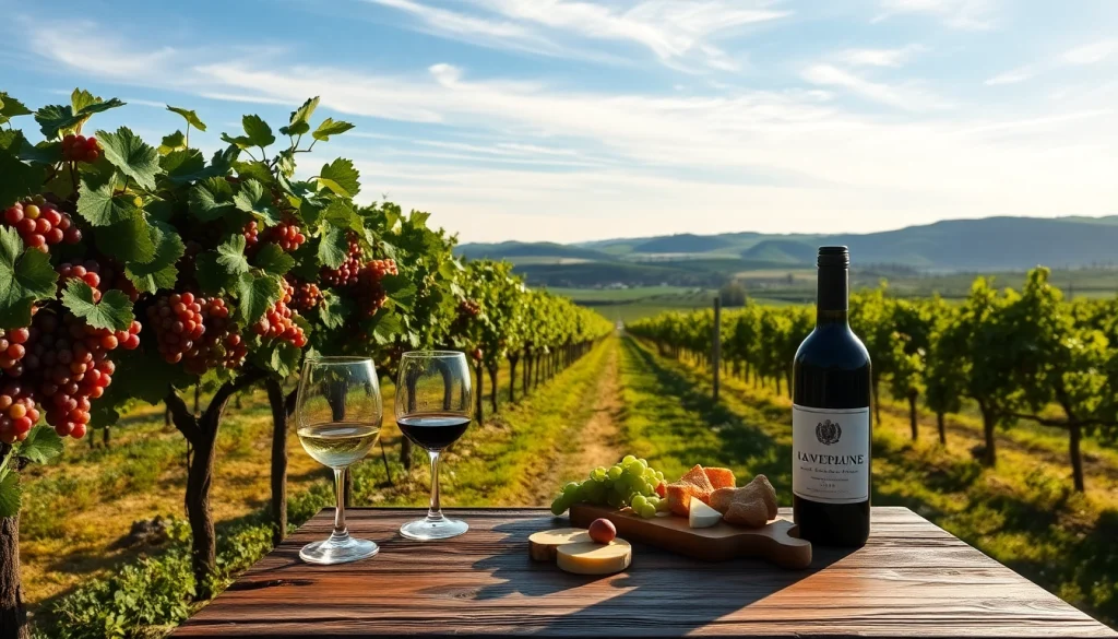 Enjoy wineries in Clarksburg with a scenic view of vineyards and a charming wine tasting setup.