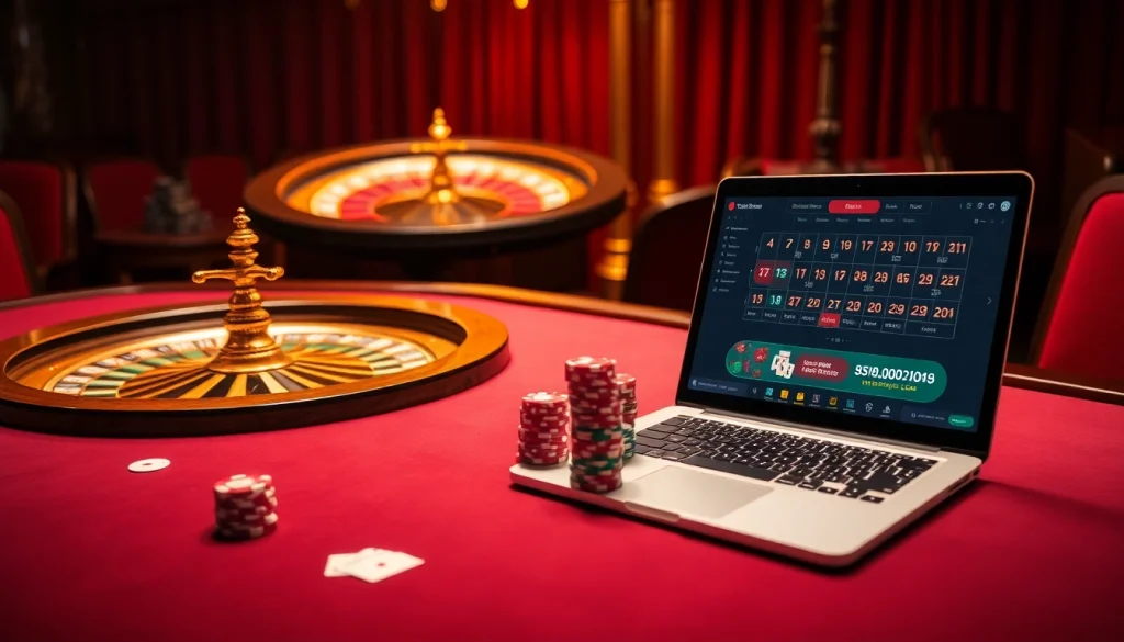 Engage with the thrill of high-stakes gaming at https://uu88ae.com/ featuring a luxurious casino setting with poker and roulette.