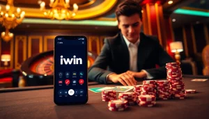 Experience thrilling gameplay at iwin's casino table with vibrant poker chips and cards.