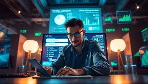 Phone number verification process featuring a professional using modern technology to verify contact information.