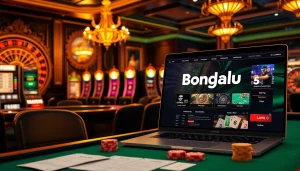 Bongdalu 5 interface amidst luxurious casino tables, magnifying excitement in sports betting.