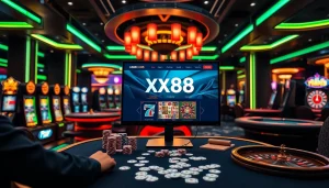 Betting enthusiasts immersing in the rich online gaming experience at https://xx88.today/, featuring tables and slots.