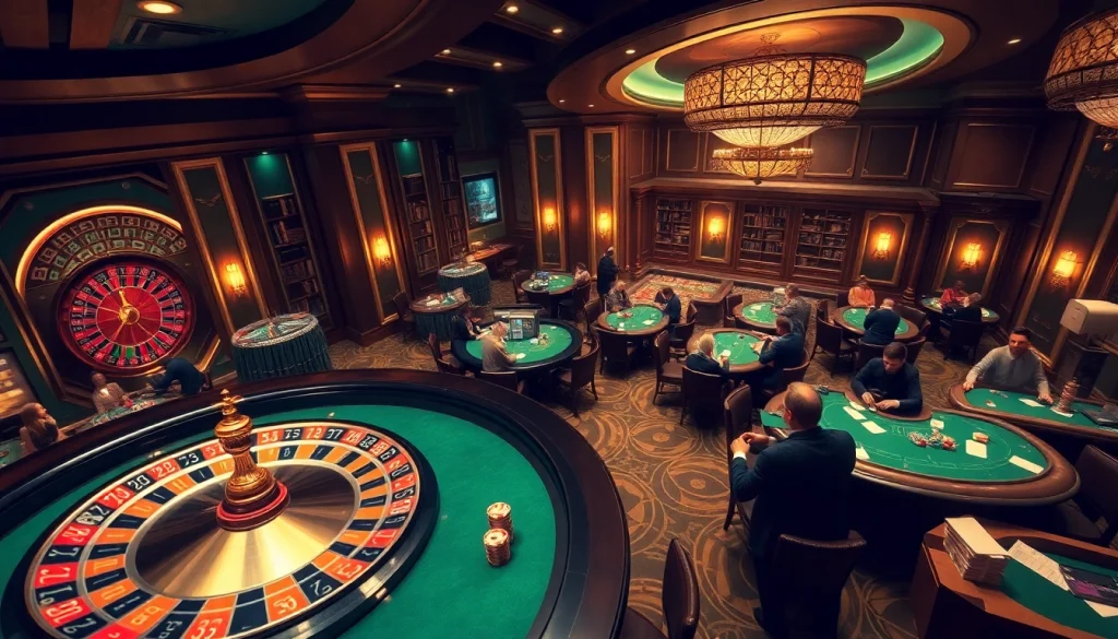 Exciting gameplay scene of רמי אונליין with vibrant poker chips and roulette wheel.