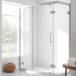 Elegant shower screen door showcasing sleek design and clear glass in a modern bathroom.