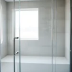 Showcase a stunning shower screen door with polished chrome handles and elegant design.