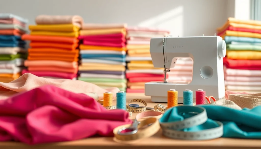 Stoffen voor naaien beginners Nederland met kleurrijke stoffen op een naaitafel.