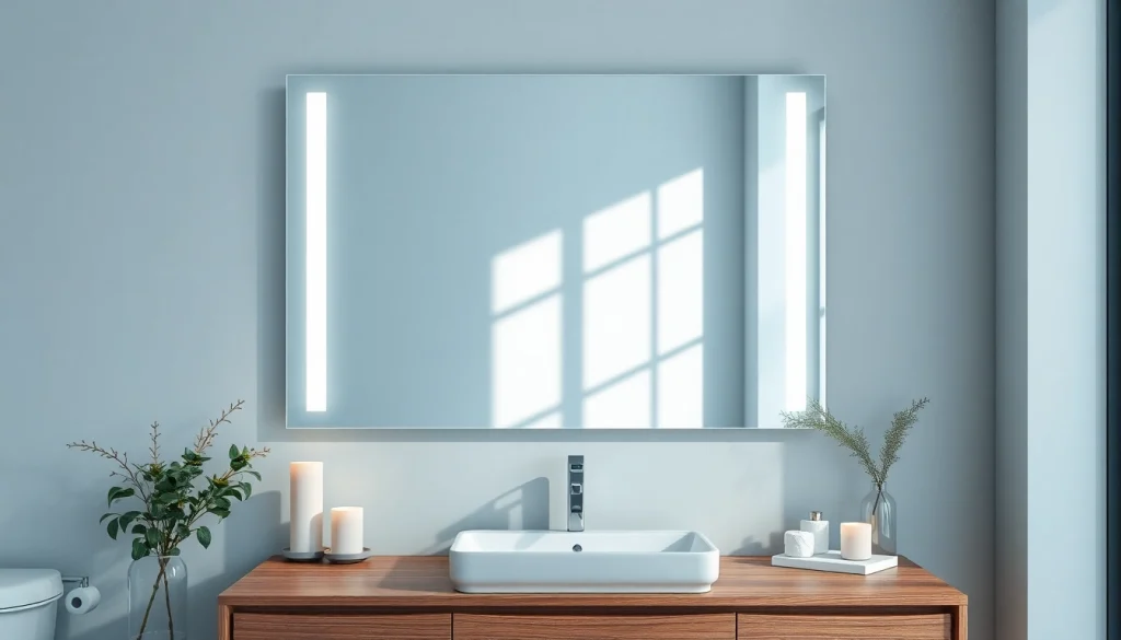 Illuminate your bathroom with a stunning mirror with Lights reflecting elegance and style.