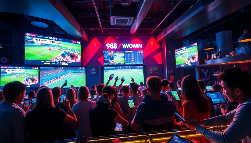 Dynamic betting scene at 98winwin.live showcasing sports excitement and technology.