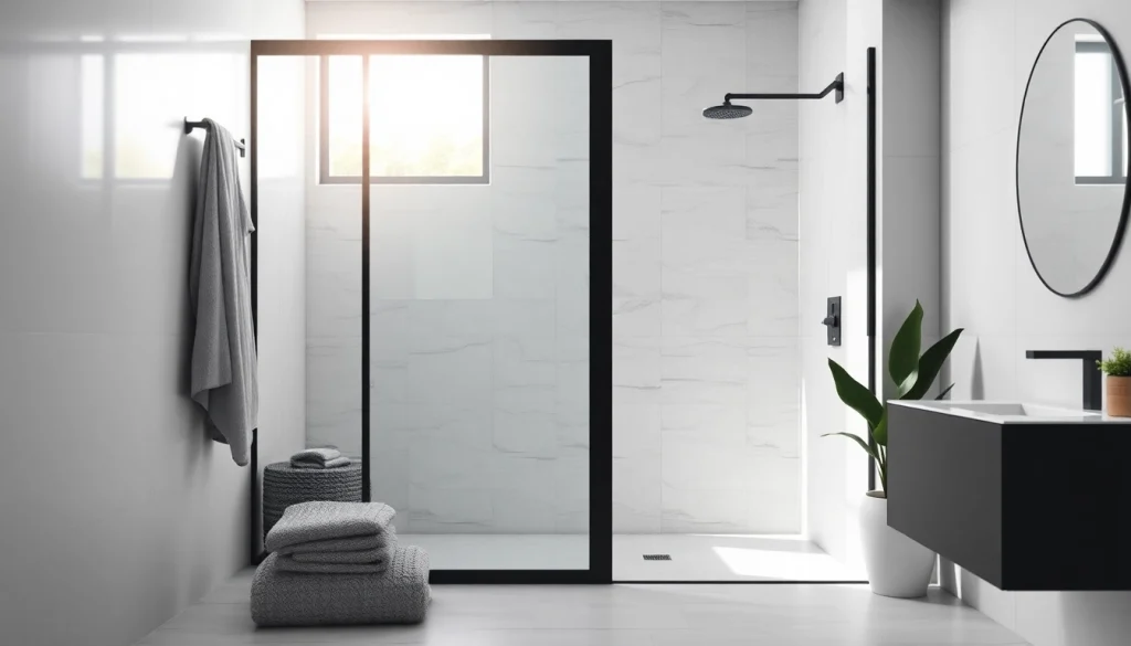 Explore a sleek shower door black frame that adds elegance to a modern bathroom design.