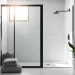 Explore a sleek shower door black frame that adds elegance to a modern bathroom design.
