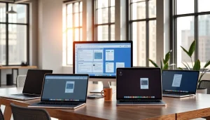 在现代办公环境中展示协作工具的WPS官网界面。