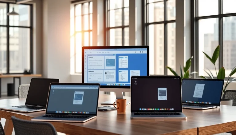 在现代办公环境中展示协作工具的WPS官网界面。