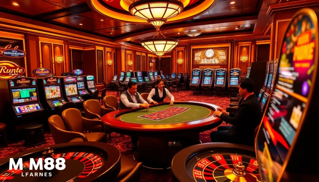 Experience the thrill of gambling at MM88 with luxurious casino tables and exciting games.