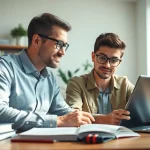 Online exams help through personalized tutoring in a bright study environment.