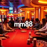 Players enjoying a thrilling game at mm88's casino, featuring poker and slot machines.