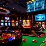 Ressentez l'excitation des casinos en ligne France avec des tables vibrantes, des jetons et une roue de la roulette.