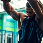 Energetic athlete training with phantom athletics gear in a bright environment.