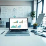 Engaging visual of competitive intelligence faqs with analysis tools and light-filled workspace.