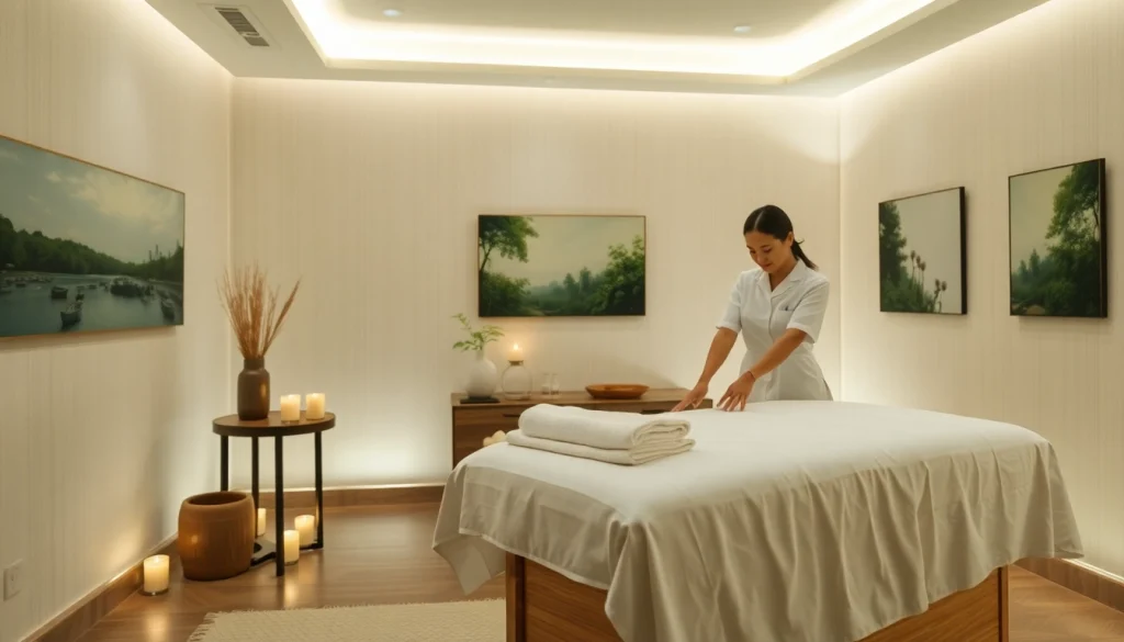 편안한 마사지 환경과 진정되는 분위기의 장식.