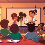 Diverse children engaging with African American Cartoons, celebrating rich animation culture.